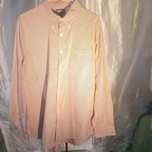 Lands' End Men's Red Striped Button-Down Shirt